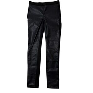 Aqua Girl Front‎ Panel Faux Leather Leggings Back Pockets Black Size 10 Girl